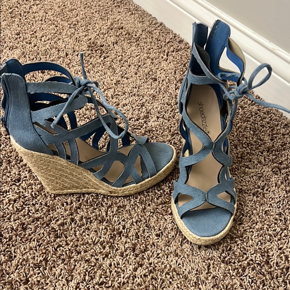 Stylish Blue Wedge Sandals
